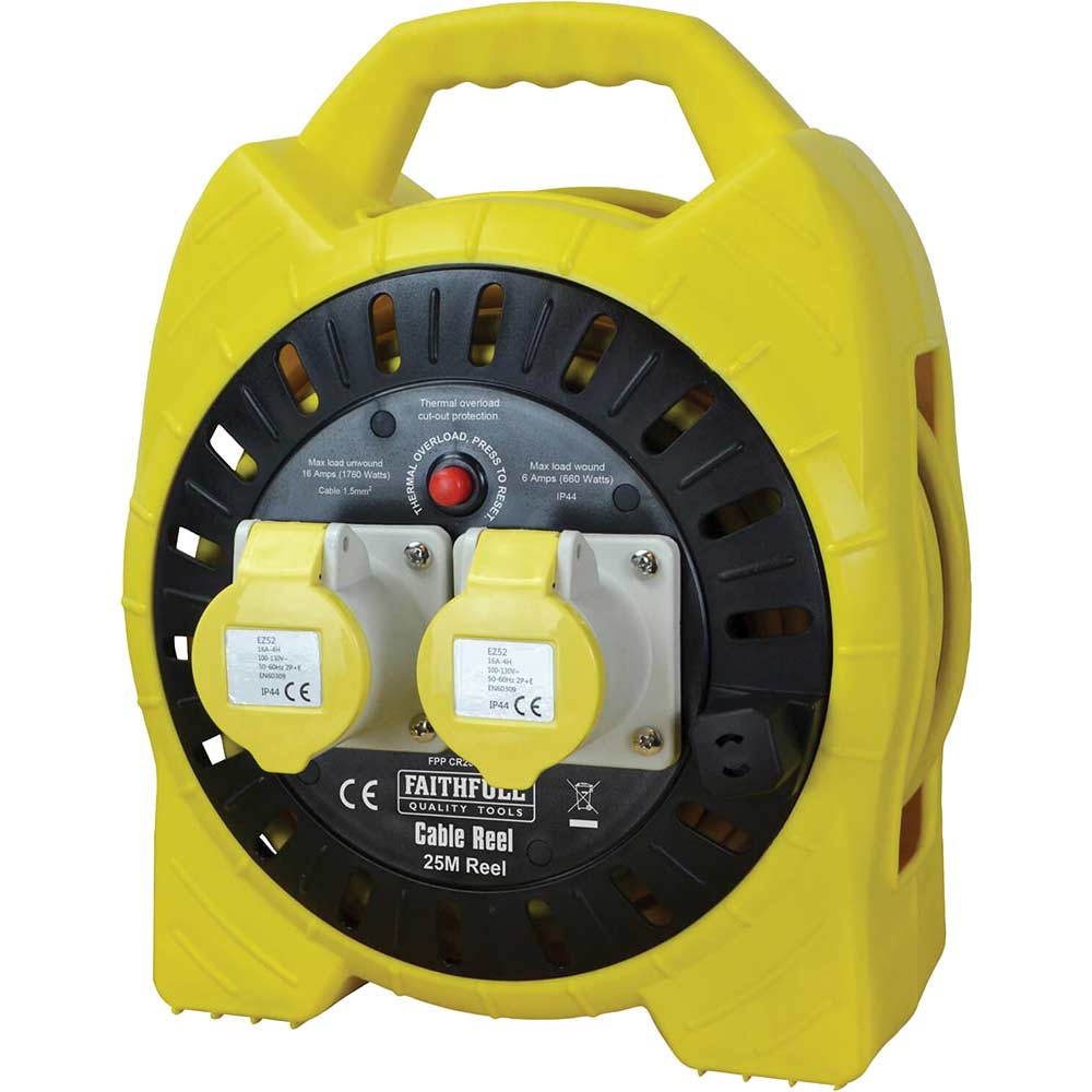 Faithfull Enclosed Cable Reel 110V 25m