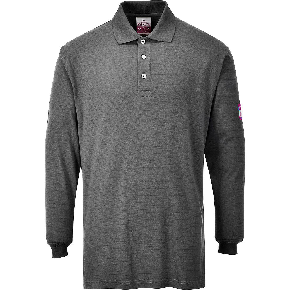 Image of Modaflame Mens Flame Resistant Antistatic Long Sleeve Polo Shirt Grey S