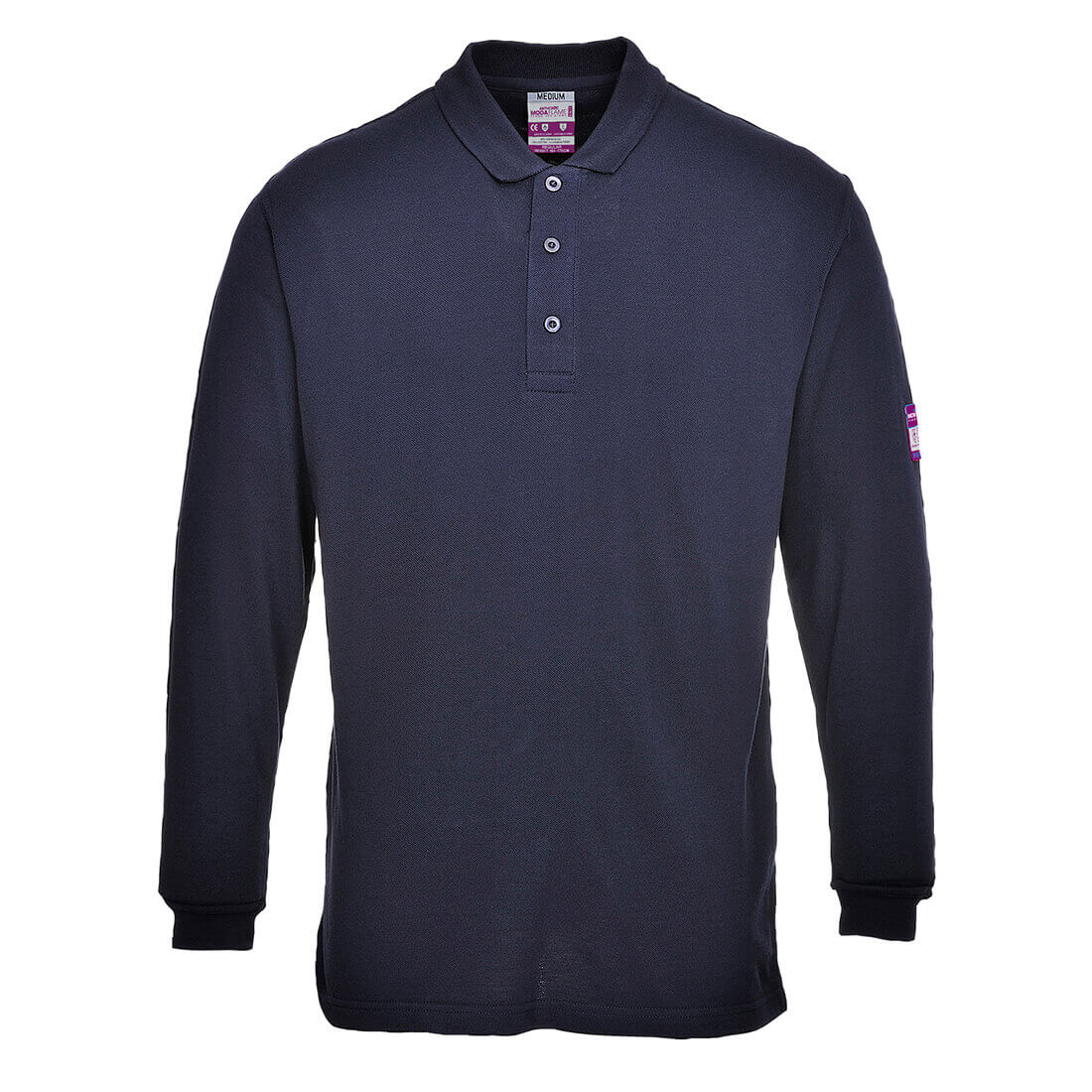 Image of Modaflame Mens Flame Resistant Antistatic Long Sleeve Polo Shirt Navy L