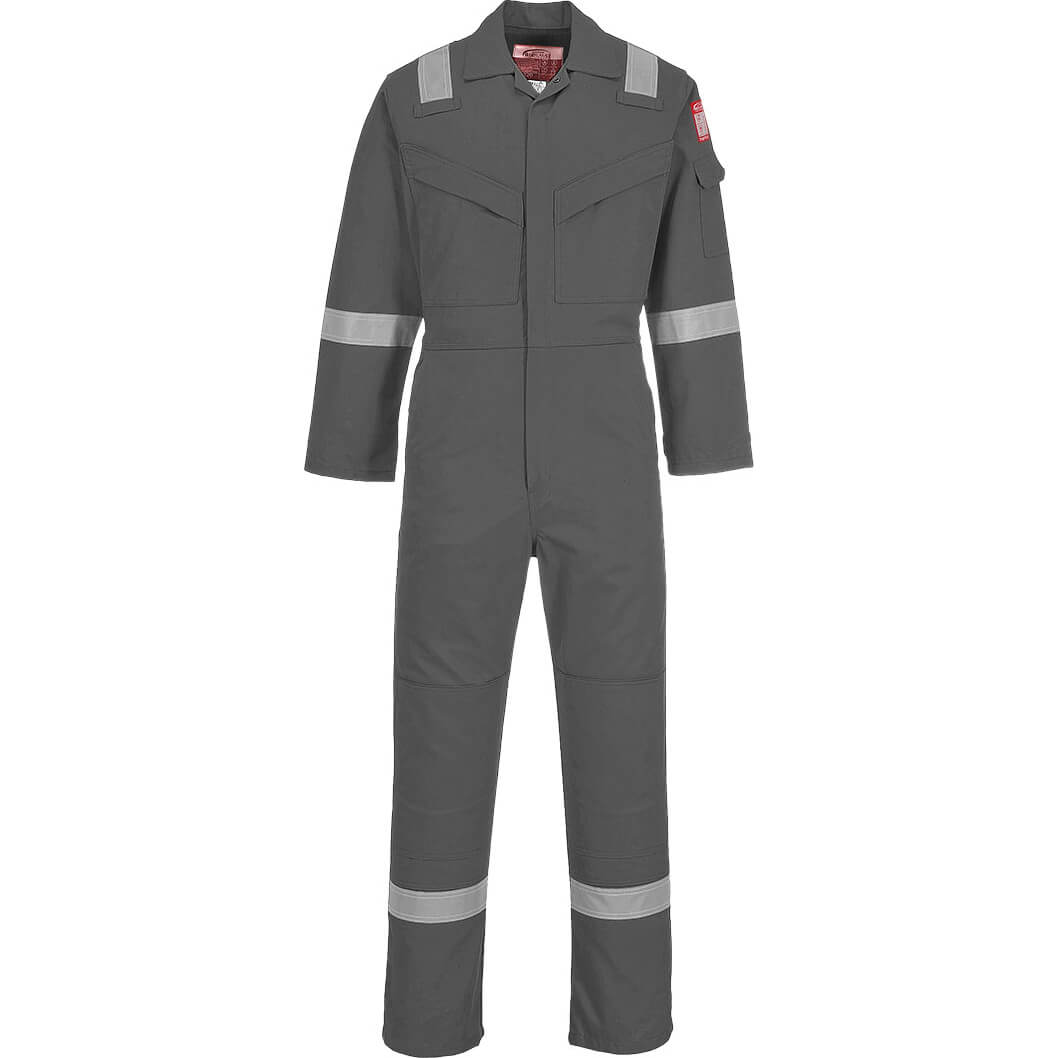 Image of Biz Flame Mens Flame Resistant Super Lightweight Antistatic Coverall Grey 2XL 32"