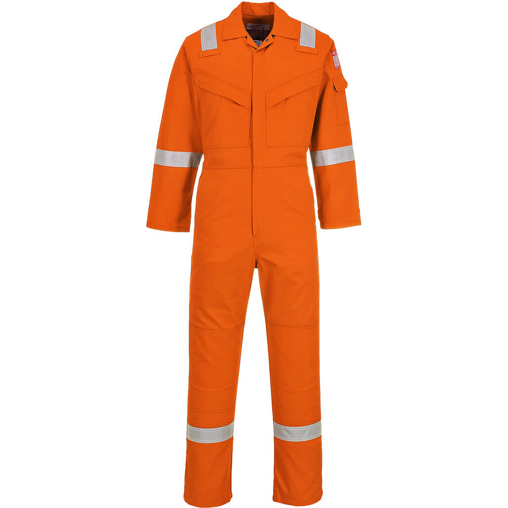 Image of Biz Flame Mens Flame Resistant Super Lightweight Antistatic Coverall Orange 2XL 34"