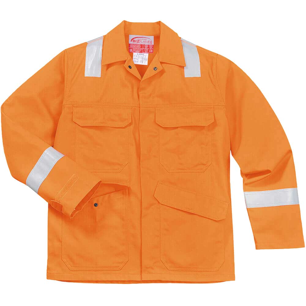 Image of Biz Flame Mens Flame Resistant Jacket Orange 4XL