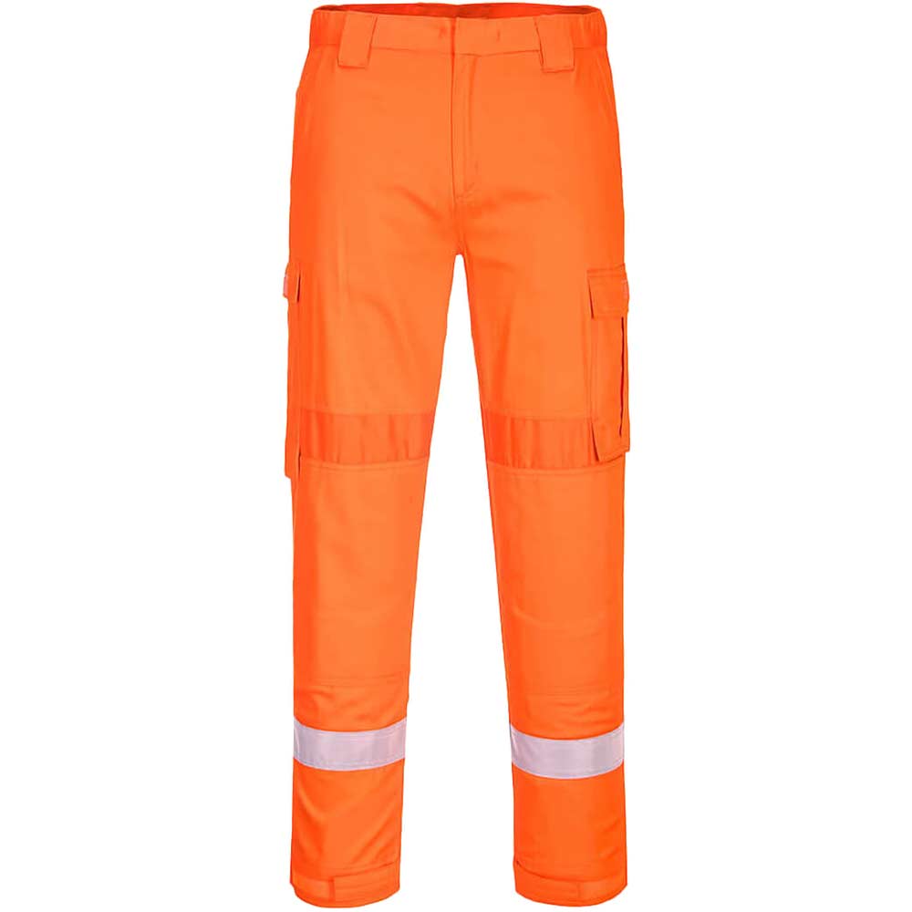 BizFlame Lightweight Stretch Panelled Trousers Orange XL 31