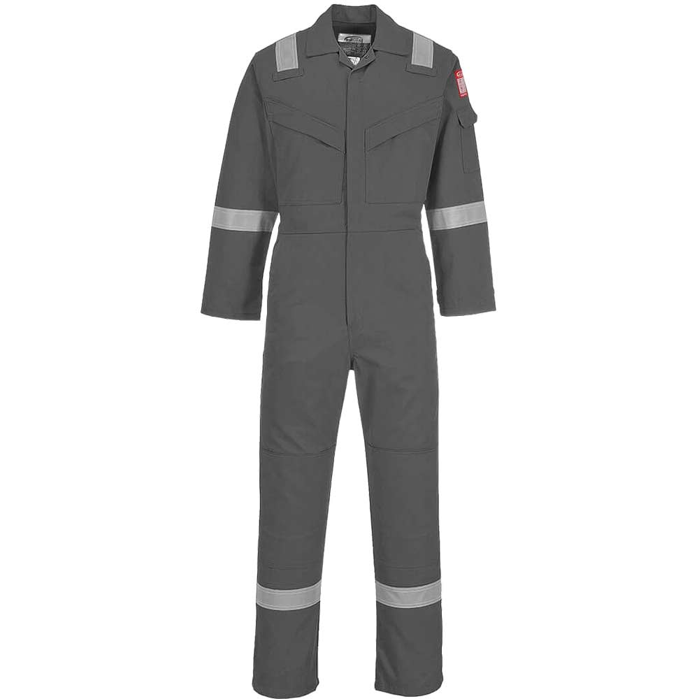 Image of Biz Flame Mens Aberdeen Flame Resistant Antistatic Coverall Grey 4XL 32"