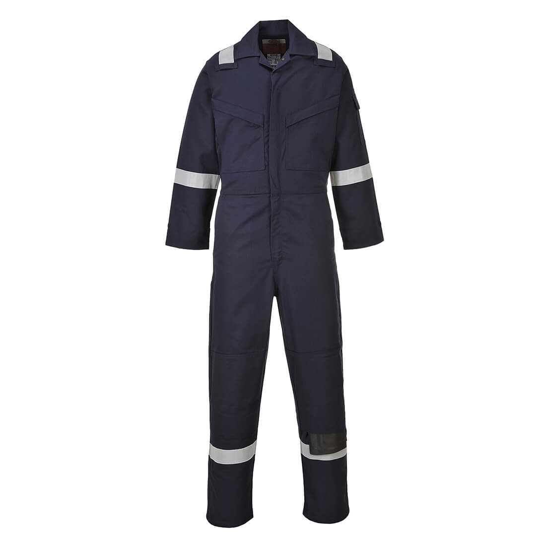Image of Biz Flame Mens Aberdeen Flame Resistant Antistatic Coverall Navy Blue 3XL 32"