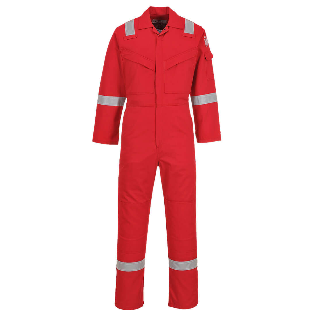 Image of Biz Flame Mens Aberdeen Flame Resistant Antistatic Coverall Red L 32"