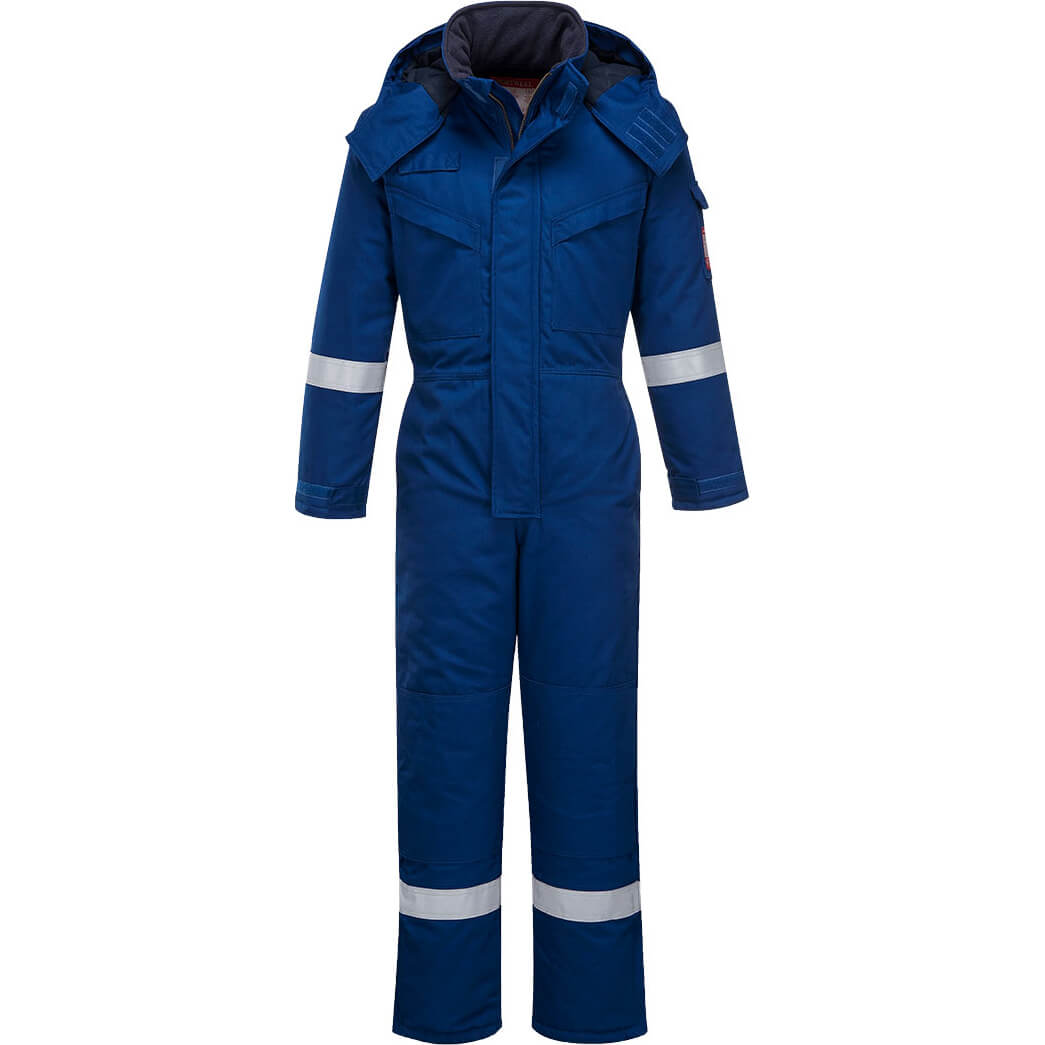 Image of Biz Flame Mens Flame Resistant Antistatic Winter Overall Royal Blue S 32"