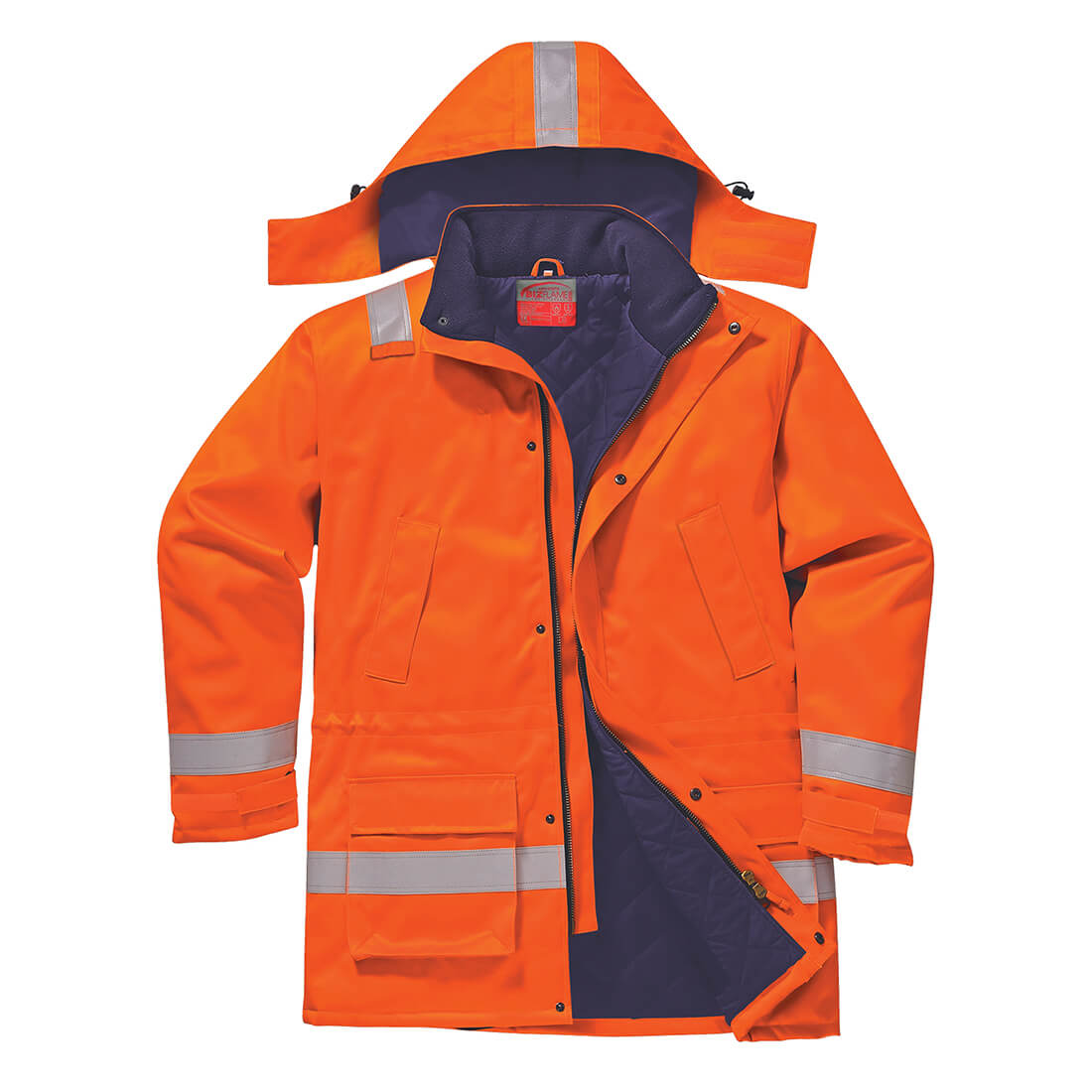 Image of Biz Flame Mens Flame Resistant Antistatic Winter Jacket Orange 2XL