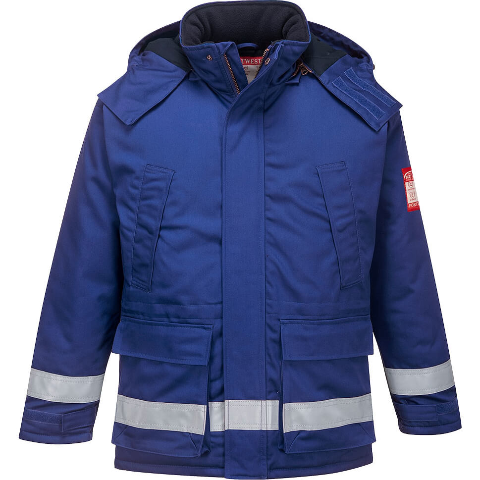 Image of Biz Flame Mens Flame Resistant Antistatic Winter Jacket Royal Blue 3XL