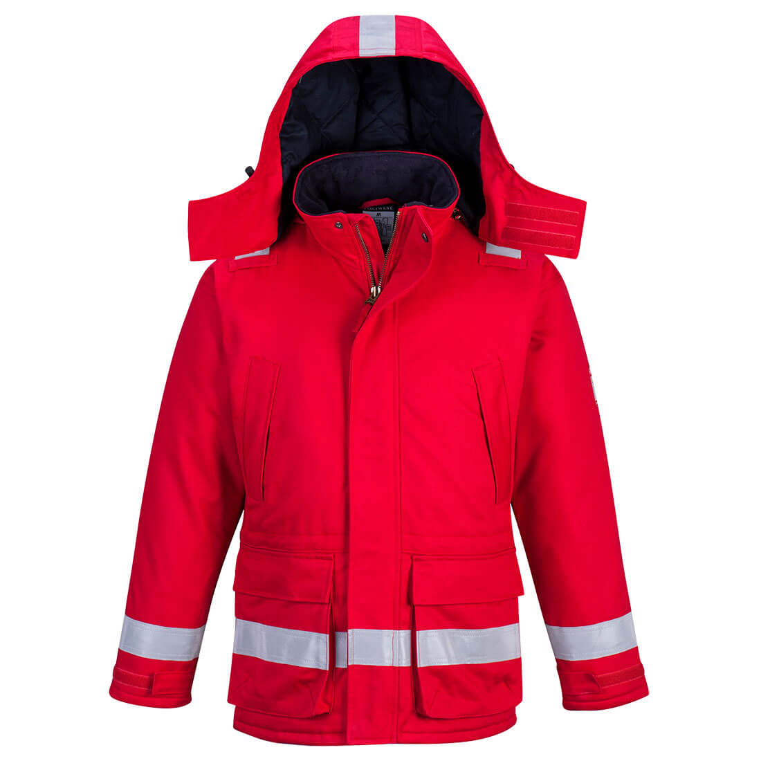 Image of Biz Flame Mens Flame Resistant Antistatic Winter Jacket Red 2XL