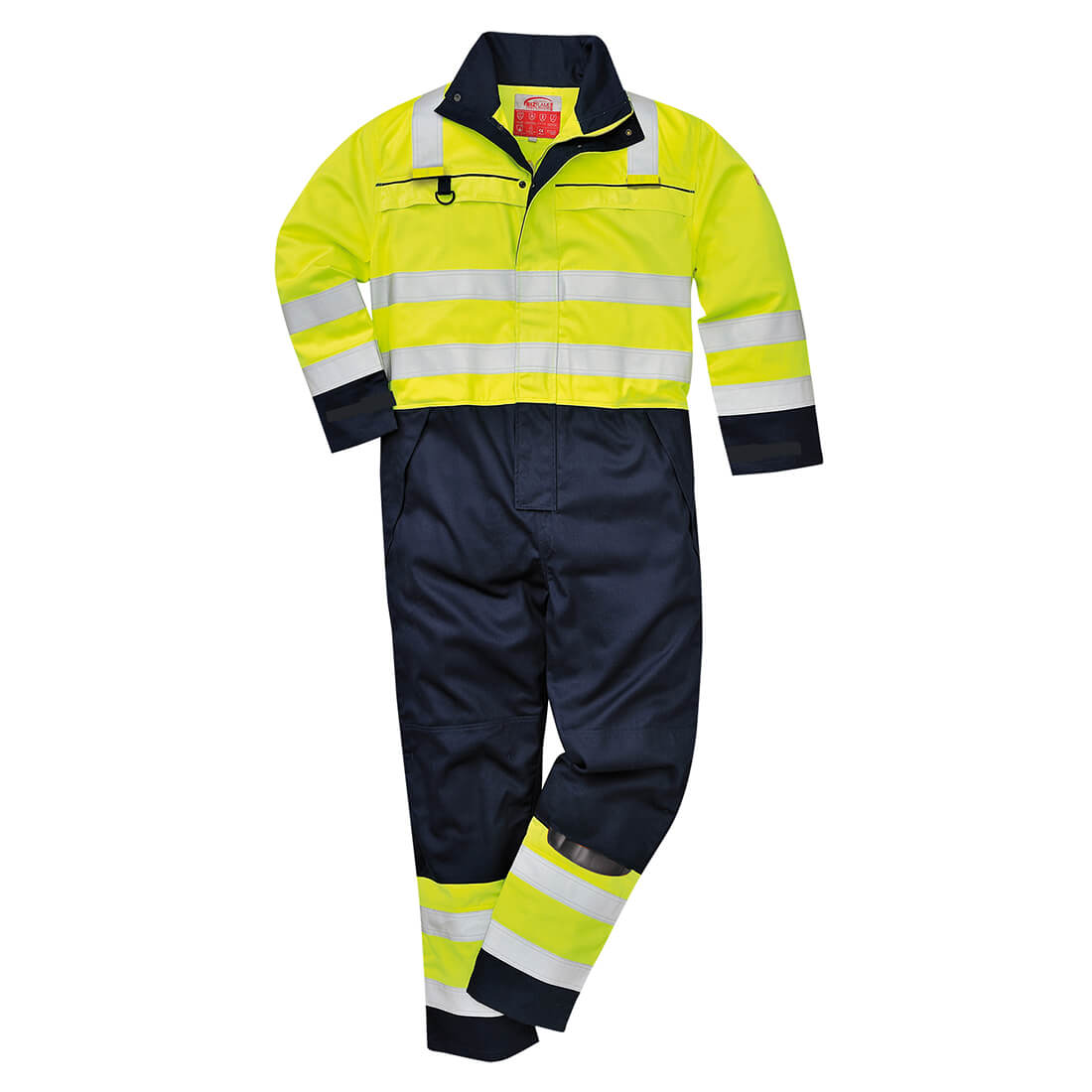 Image of Biz Flame Hi Vis Multi-Norm Flame Resistant Coverall Yellow / Navy 2XL