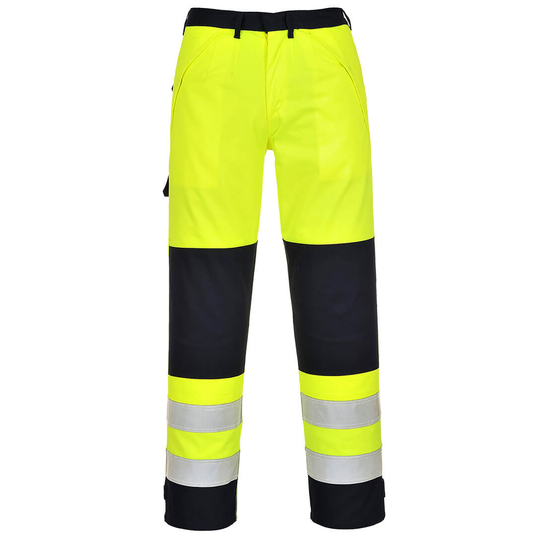 Image of Biz Flame Hi Vis Multi-Norm Flame Resistant Trousers Yellow / Navy 3XL