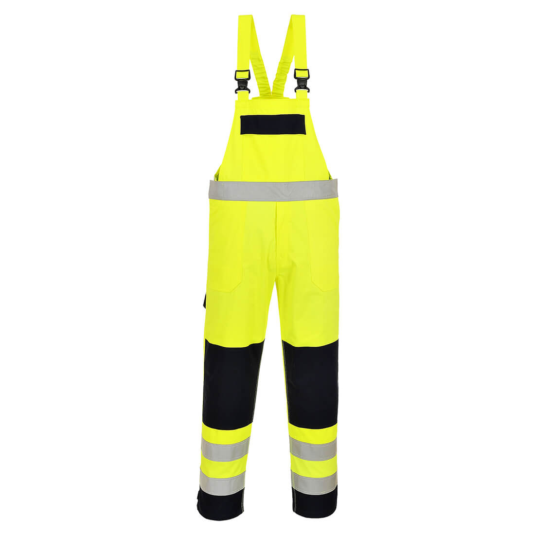 Image of Biz Flame Hi Vis Multi-Norm Flame Resistant Bib and Brace Yellow / Navy 3XL