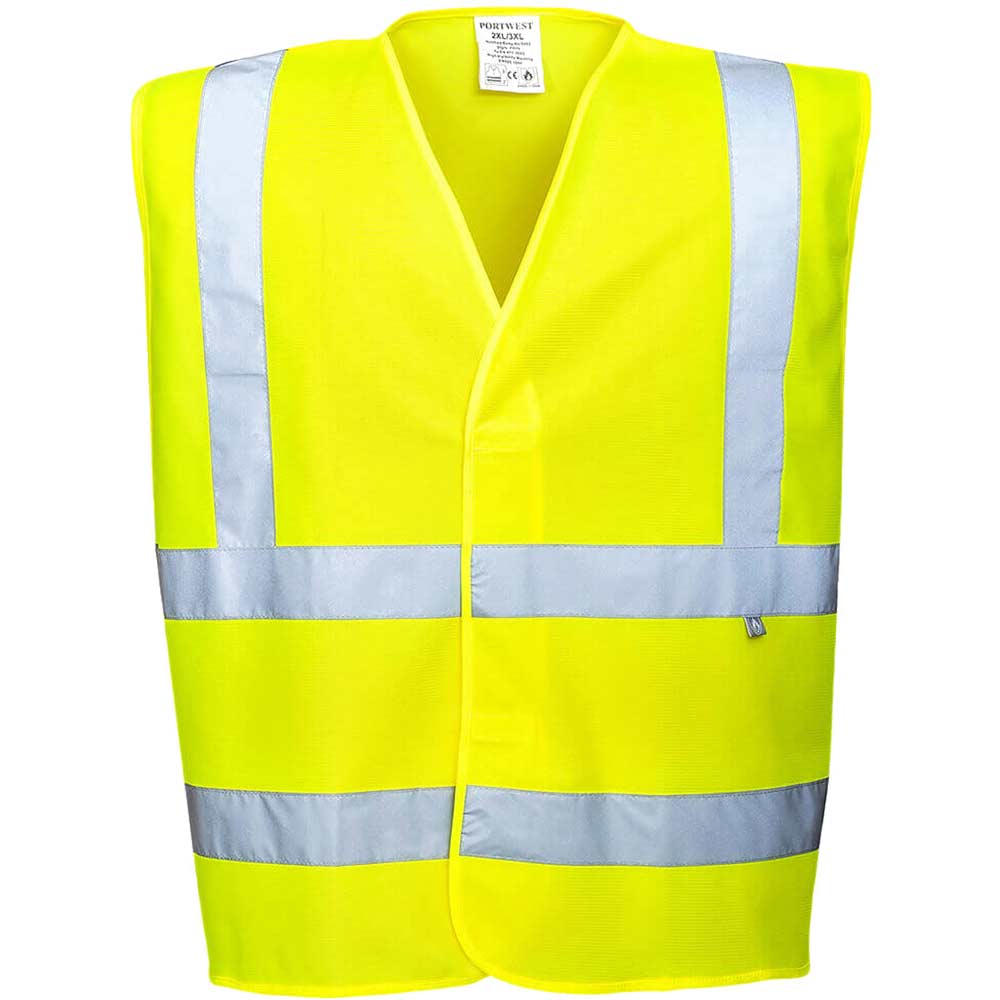 Image of Biz Flame Hi Vis Flame Retardant Treated Vest Yellow 2XL / 3XL