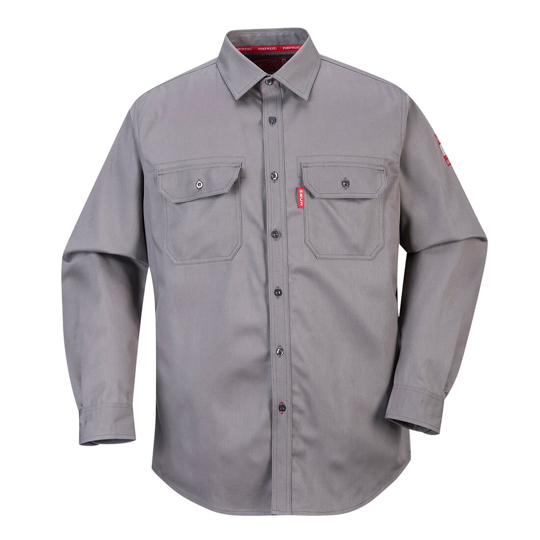 Image of Biz Flame Mens Flame Resistant Work Shirt Grey 3XL