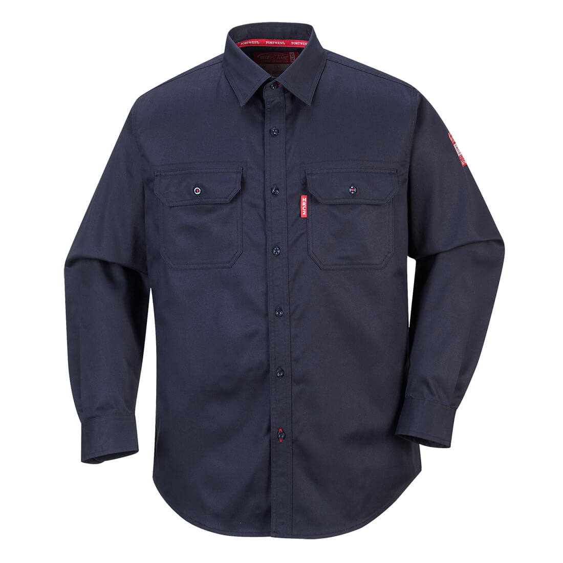 Image of Biz Flame Mens Flame Resistant Work Shirt Navy 4XL