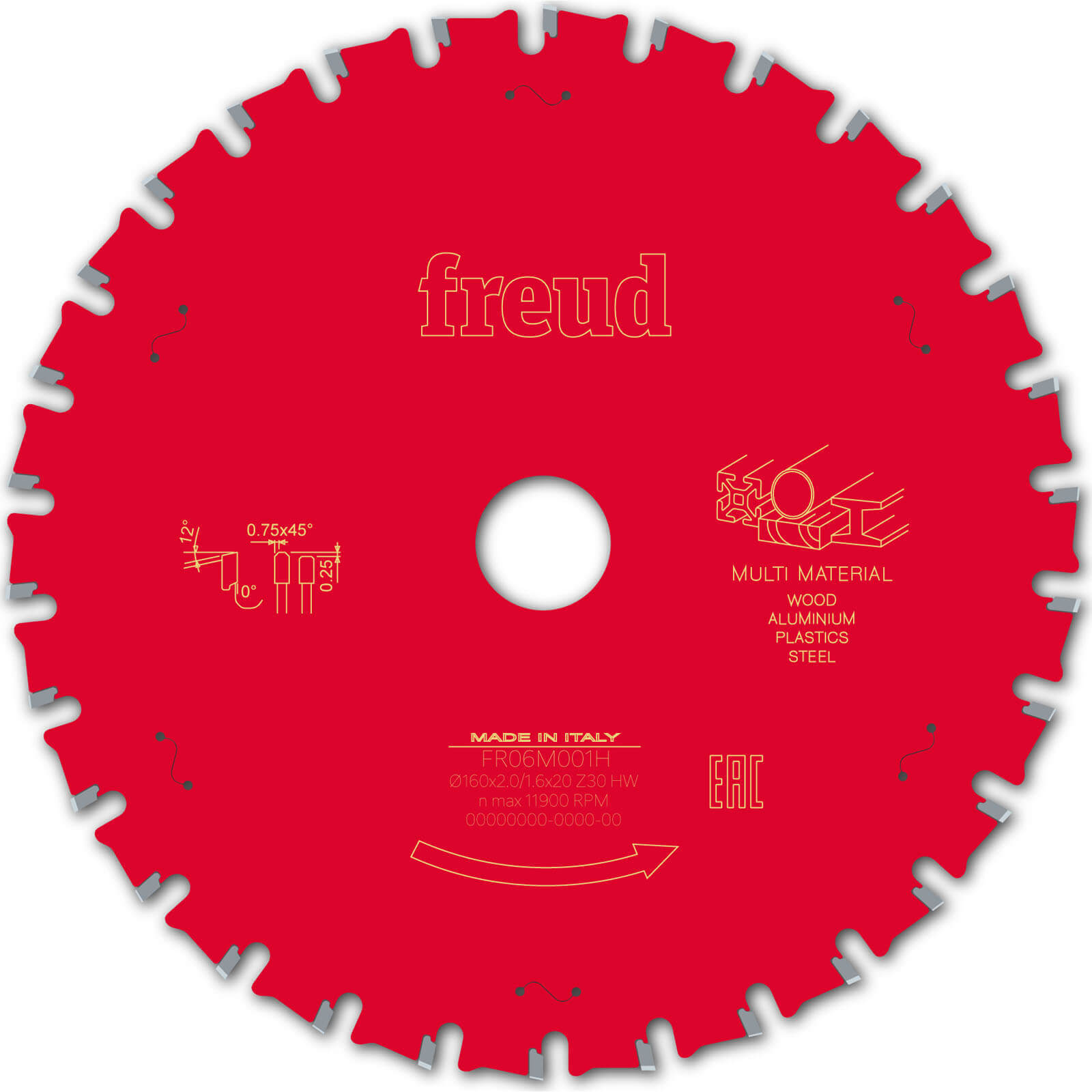 Image of Freud LP91M Multi Material Cutting Circular and Mitre Saw Blade 160mm 30T 20mm