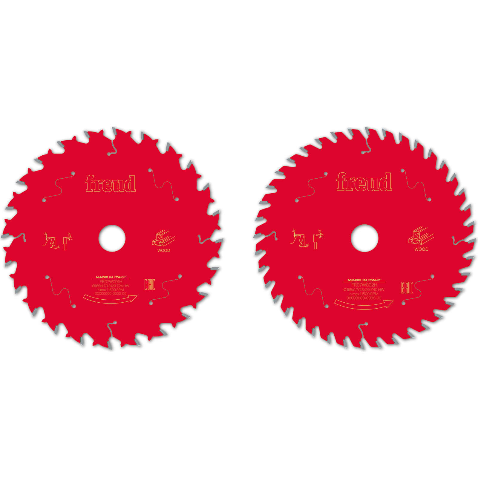 Image of Freud PRO 2 Piece 165mm Cordless Circular Saw Blade Set 165mm Assorted Teeth 20mm
