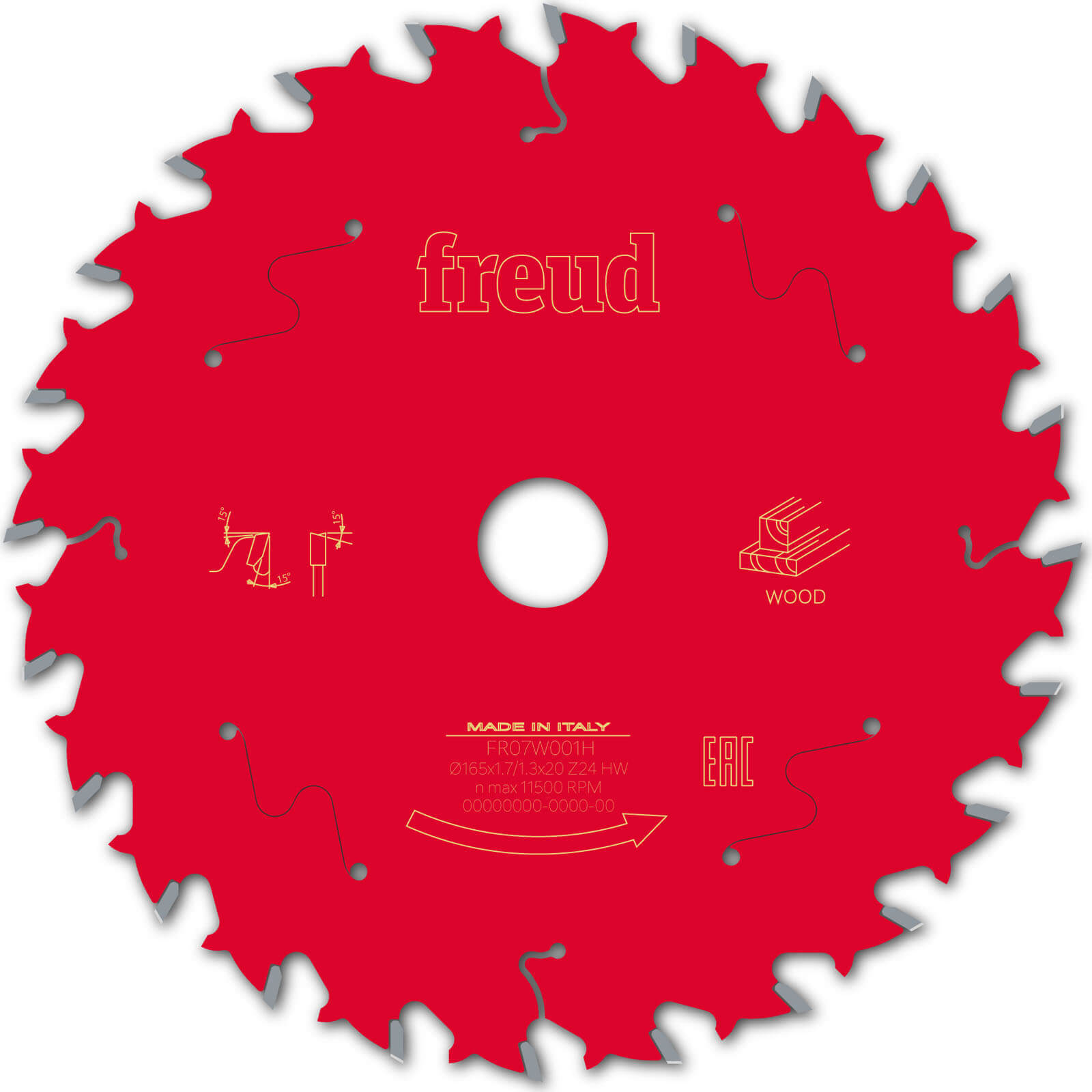Image of Freud LCL6M Circular and Mitre Saw Blade for Solid Wood and Panels 165mm 24T 20mm