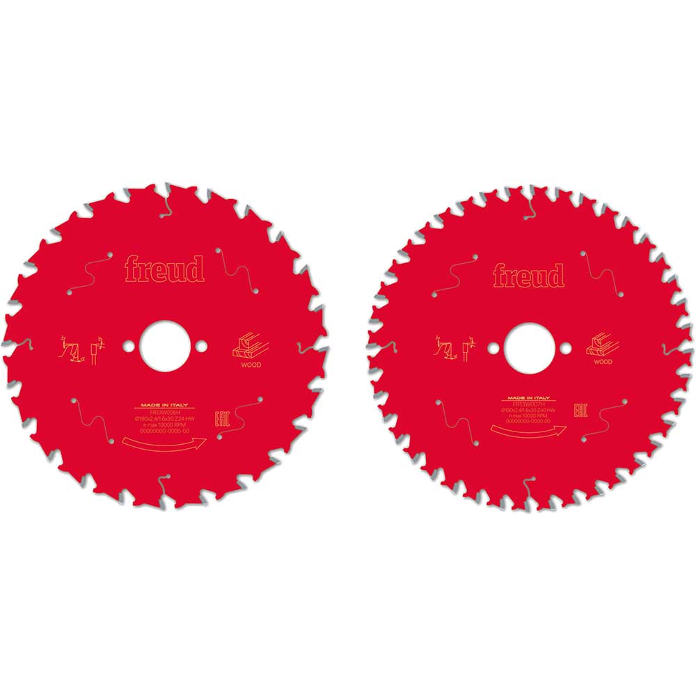 Image of Freud PRO 2 Piece 190mm Circular Saw Blade Set 190mm Assorted Teeth 30mm