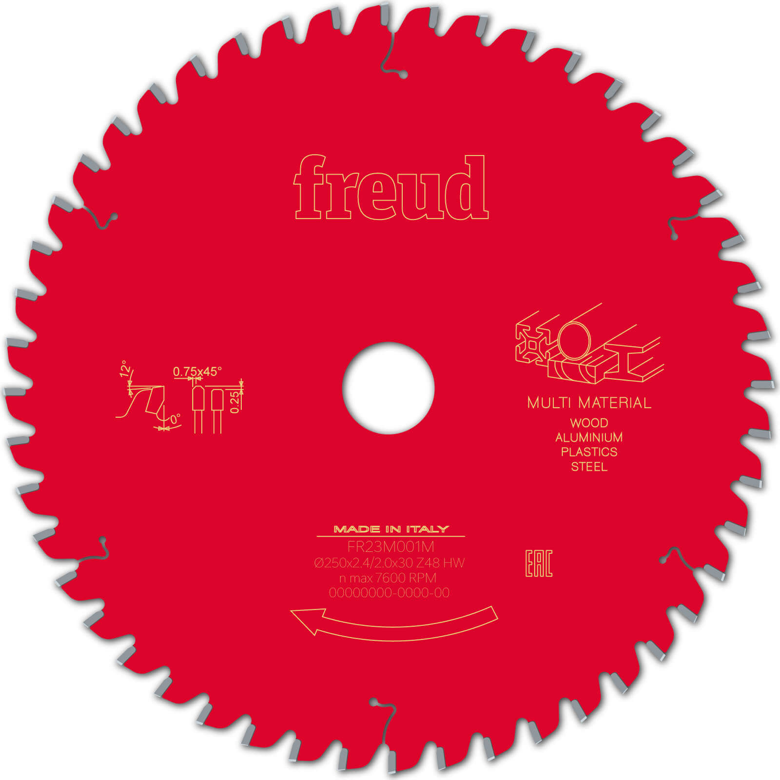 Image of Freud LP91M Multi Material Cutting Circular and Mitre Saw Blade 250mm 48T 30mm