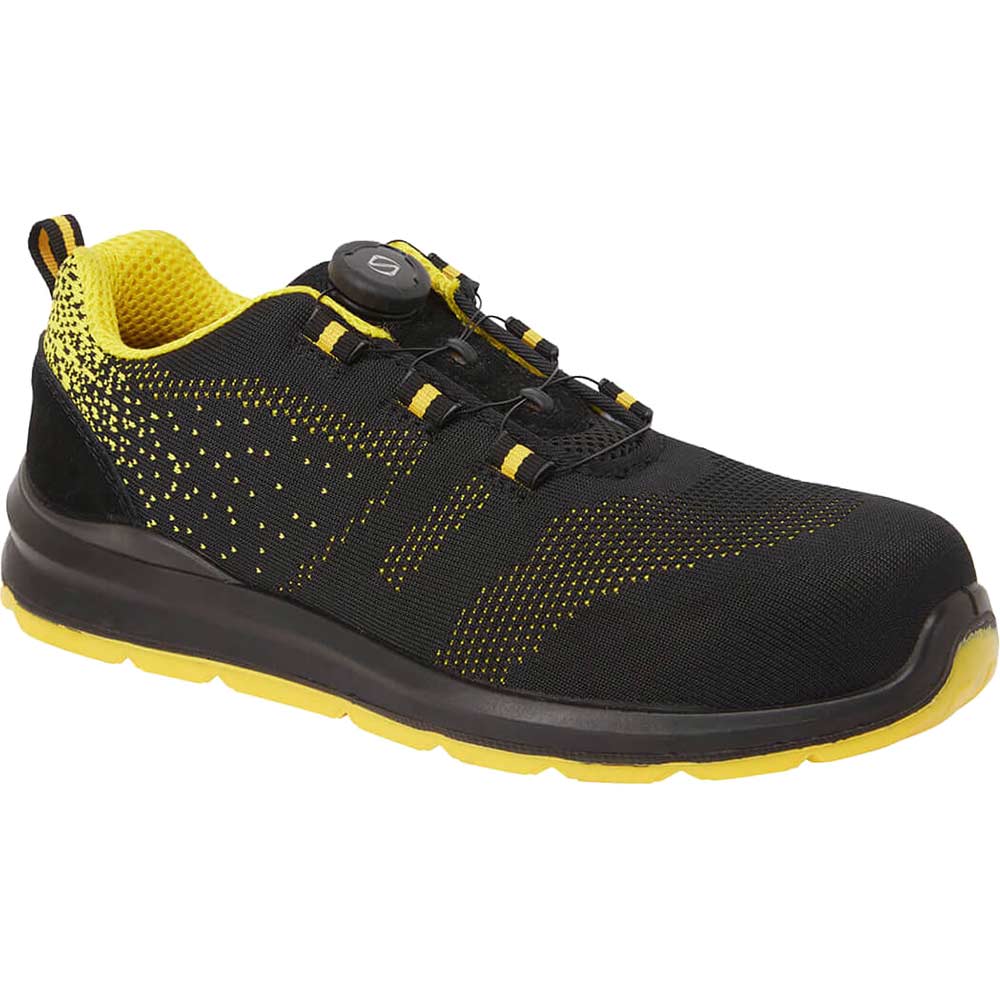 Portwest Compositelite Wire Lace Knit Safety Trainers Black / Yellow Size 6.5