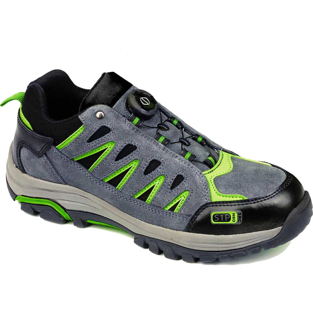 Portwest Steelite S1P Wire Lace Safety Trainers Grey / Green Size 7