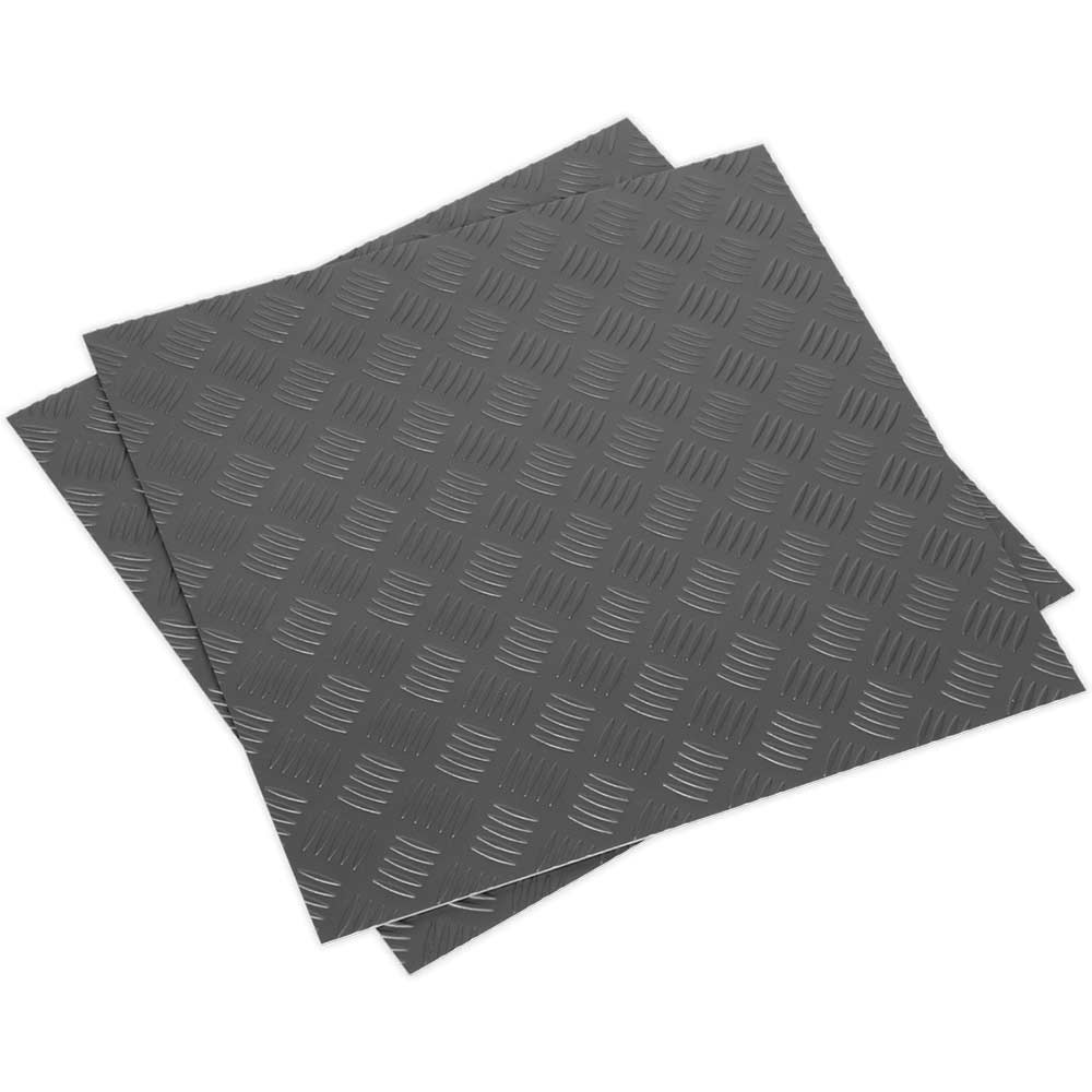 Sealey Treadplate Vinyl Floor Tile Peel and Stick Backing Silver Pack of 16