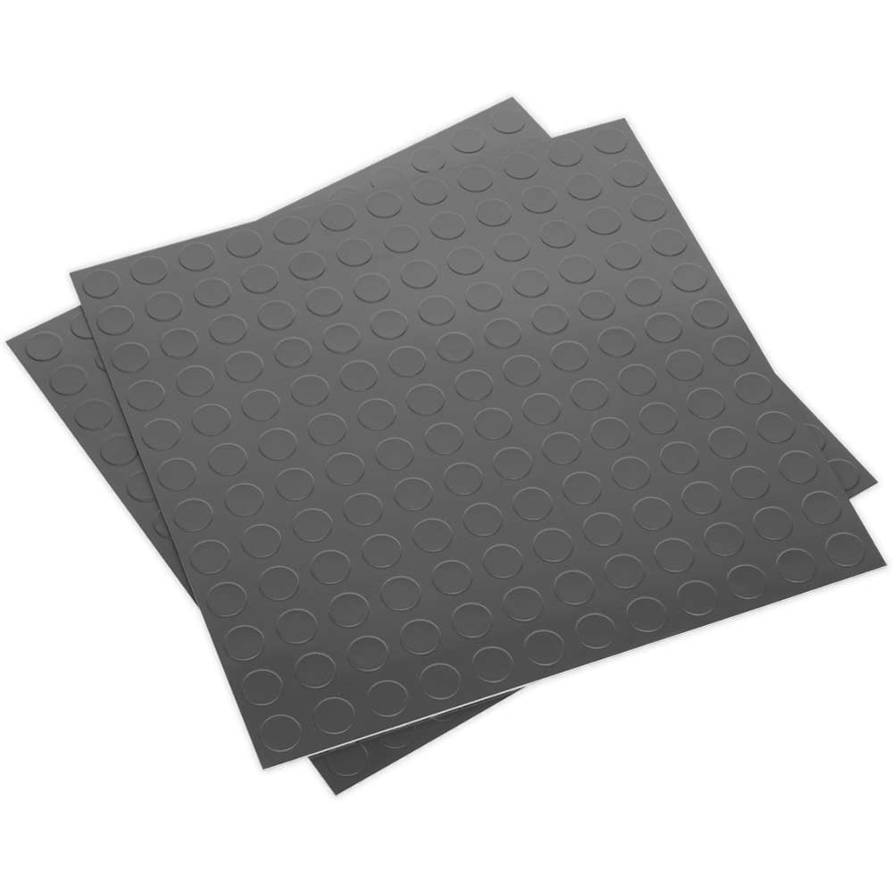 Sealey Coin Vinyl Floor Tile Peel and Stick Backing Silver Pack of 16