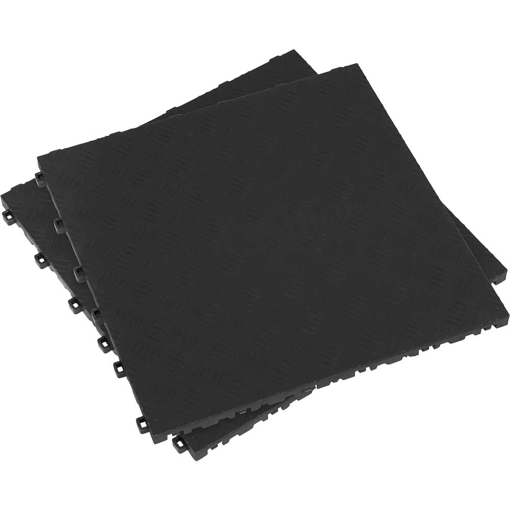 Sealey Anti Slip Polypropylene Floor Tile Black 400mm 400mm Pack of 9