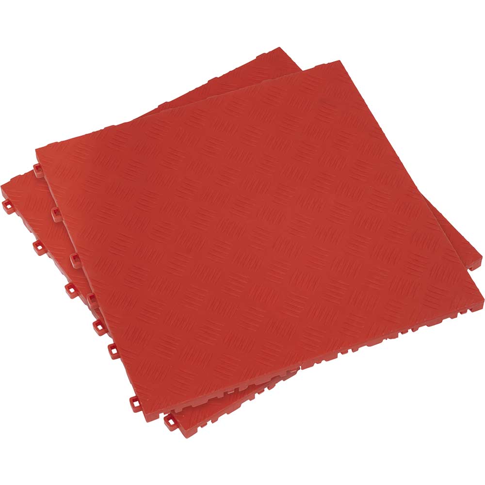 Sealey Anti Slip Polypropylene Floor Tile Red 400mm 400mm Pack of 9