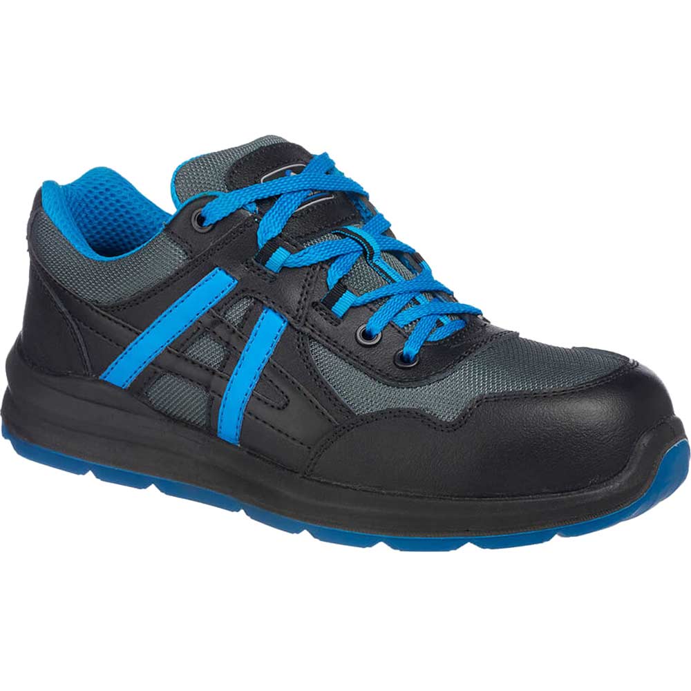 Portwest Compositelite Mersey S1P Safety Trainers Black / Blue Size 8