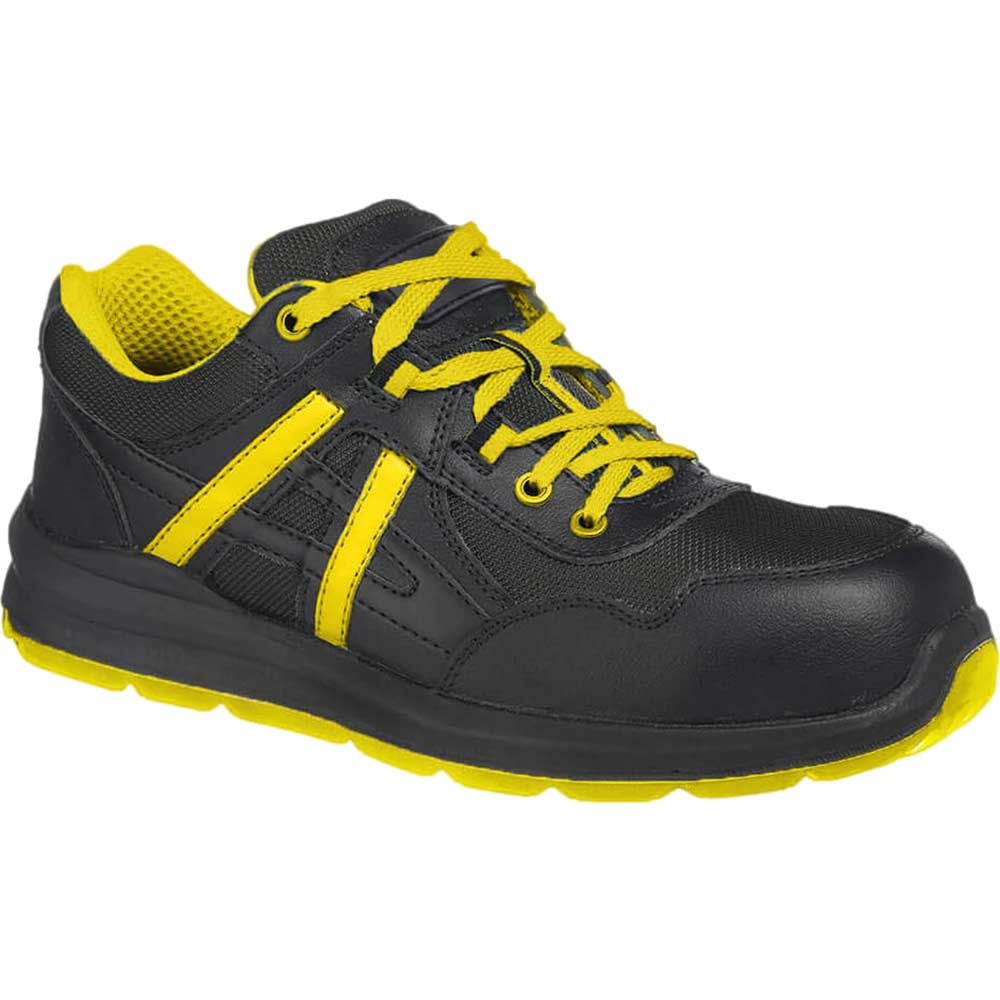 Portwest Compositelite Mersey S1P Safety Trainers Black / Yellow Size 11