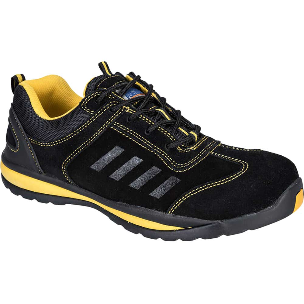Portwest Steelite Lusum S1P HRO Safety Trainers Black / Yellow Size 6.5