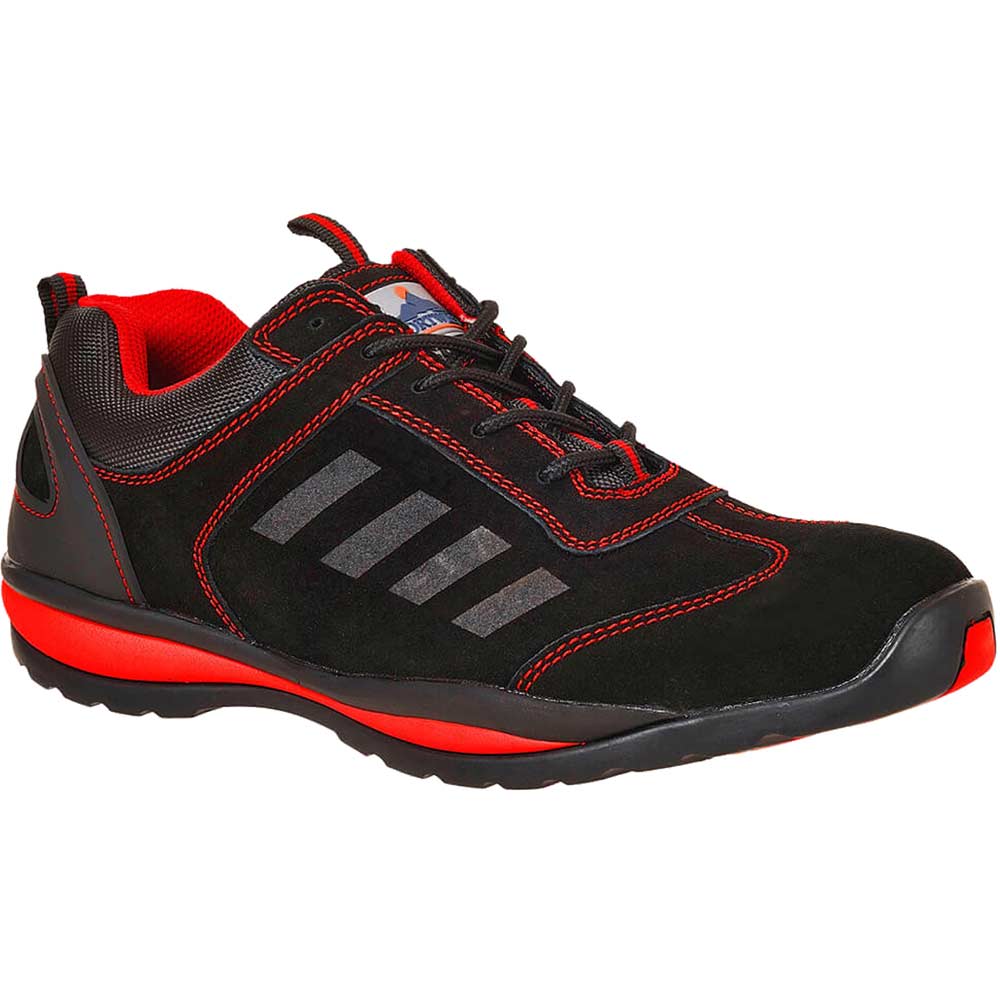 Portwest Steelite Lusum S1P HRO Safety Trainers Black / Red Size 6.5