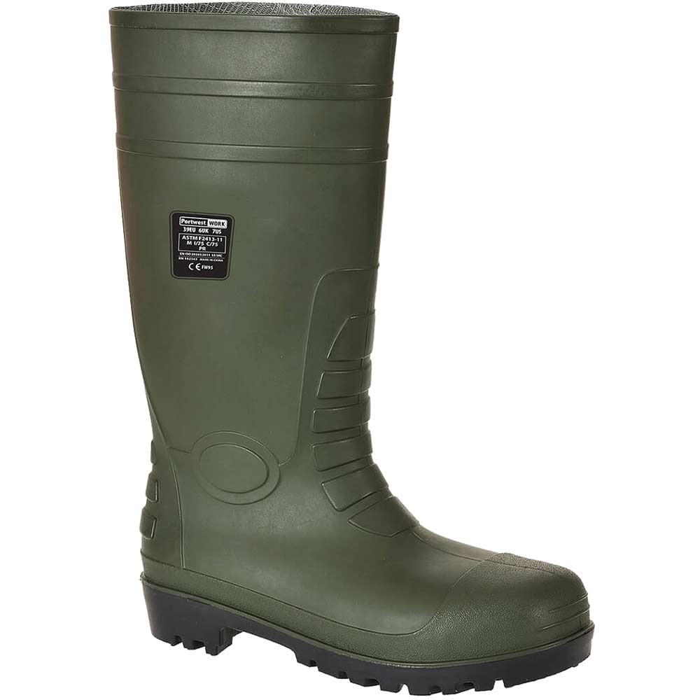 Portwest Total S5 Safety Wellington Boots Green Size 10
