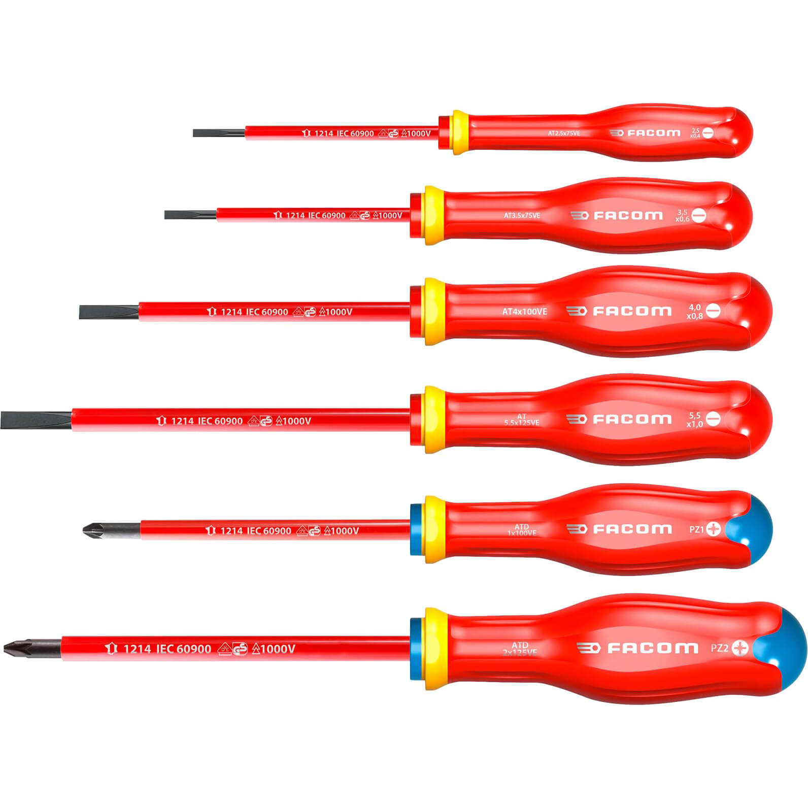 Photos - Other Hand Tools FACOM Protwist 6 Piece VDE Insulated Slotted and Pozi Screwdriver Set ATDV 