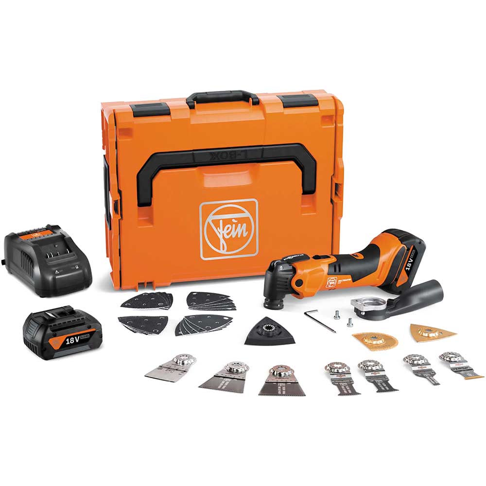 Fein AMM 500 Plus Top AMPShare 18v Cordless Starlock Plus MultiMaster Multi Tool 2 x 4ah Li-ion Battery Charger Case