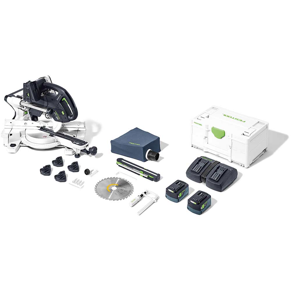 Festool Kapex KSC 60 18v Cordless Sliding Compound Mitre Saw 2 x 4ah Li-ion Twin or Dual Battery Charger