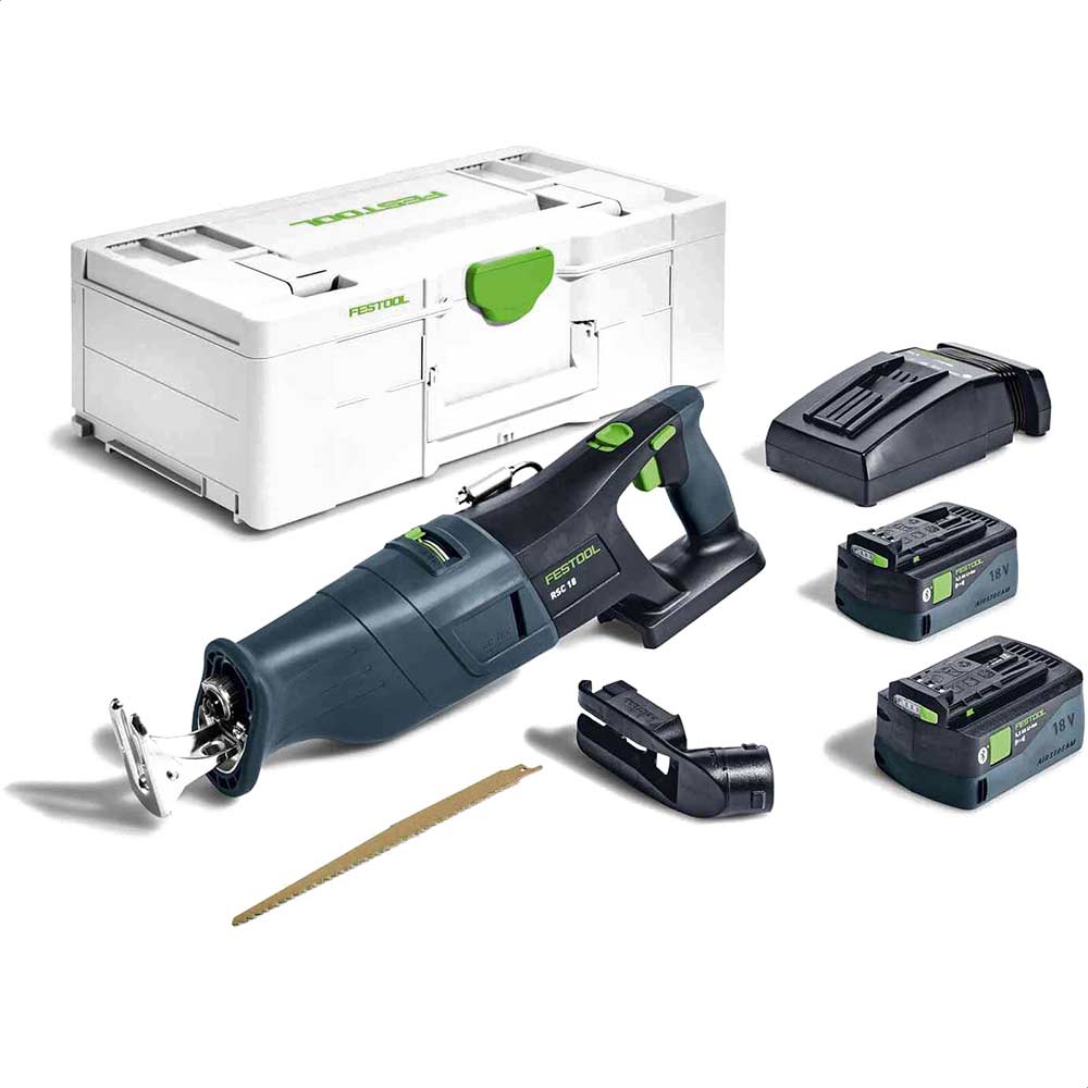 Festool RSC 18 EB 18v Cordless Reciprocating Saw 2 x 5ah Li-ion Battery Charger Case