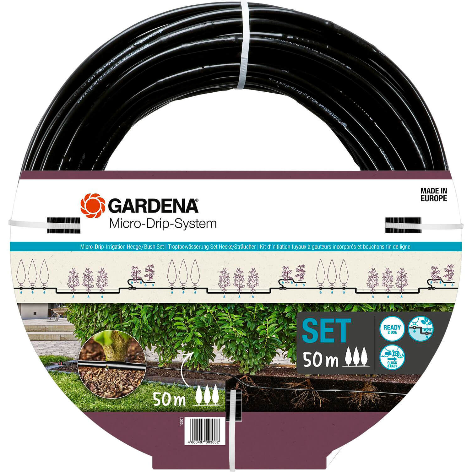 Image of Gardena MICRO DRIP Bush and Hedge Irrigation Starter Set 1/2" / 12.5mm 50m