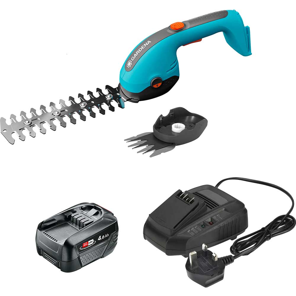 Gardena POWERCUT 20 P4A 18v Cordless Grass and Shrub Shears 1 x 4ah Li-ion Battery Charger