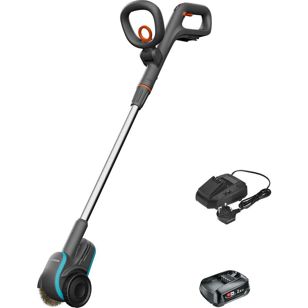 Gardena EASYWEED 1800 P4A 18v Cordless Patio Weeding Brush 1 x 2.5ah Li-ion Battery Charger