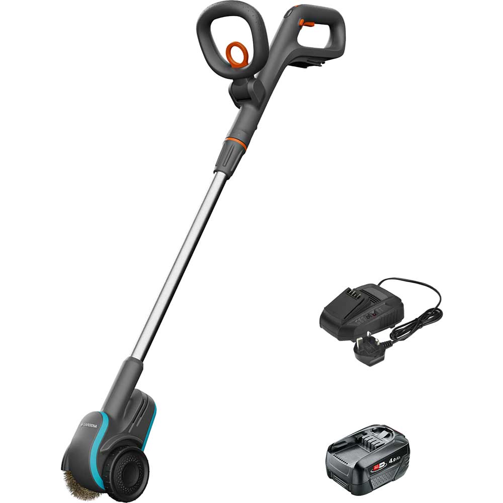 Gardena EASYWEED 1800 P4A 18v Cordless Patio Weeding Brush 1 x 4ah Li-ion Battery Charger