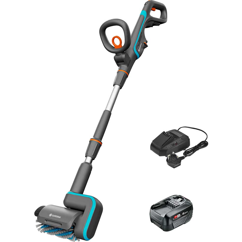 Gardena AQUABRUSH P4A 18v Cordless Patio and Surface Cleaner 1 x 4ah Li-ion Charger