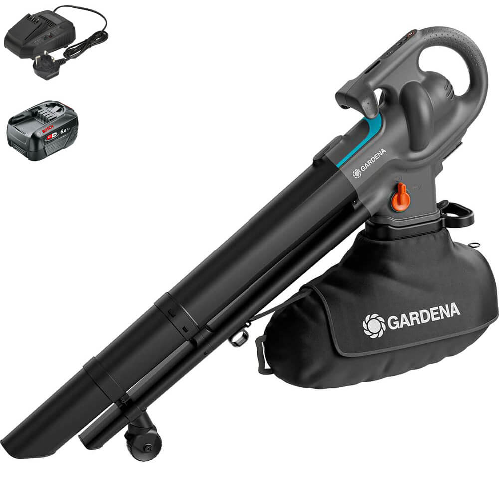 Gardena POWERJETCOLLECT P4A 18v Cordless Garden Leaf Blower and Vacuum 1 x 6ah Li-ion Charger