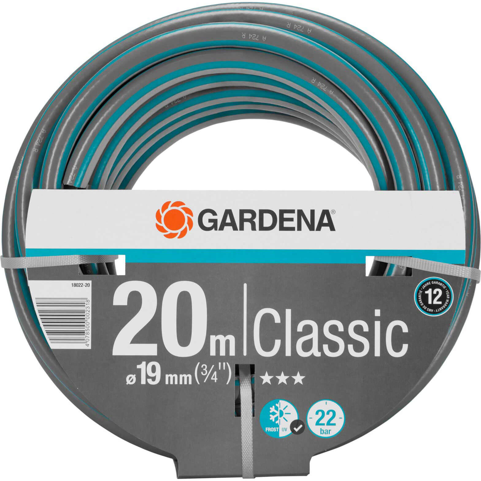 Image of Gardena Classic Hose Pipe 3/4" / 19mm 20m Blue & Grey