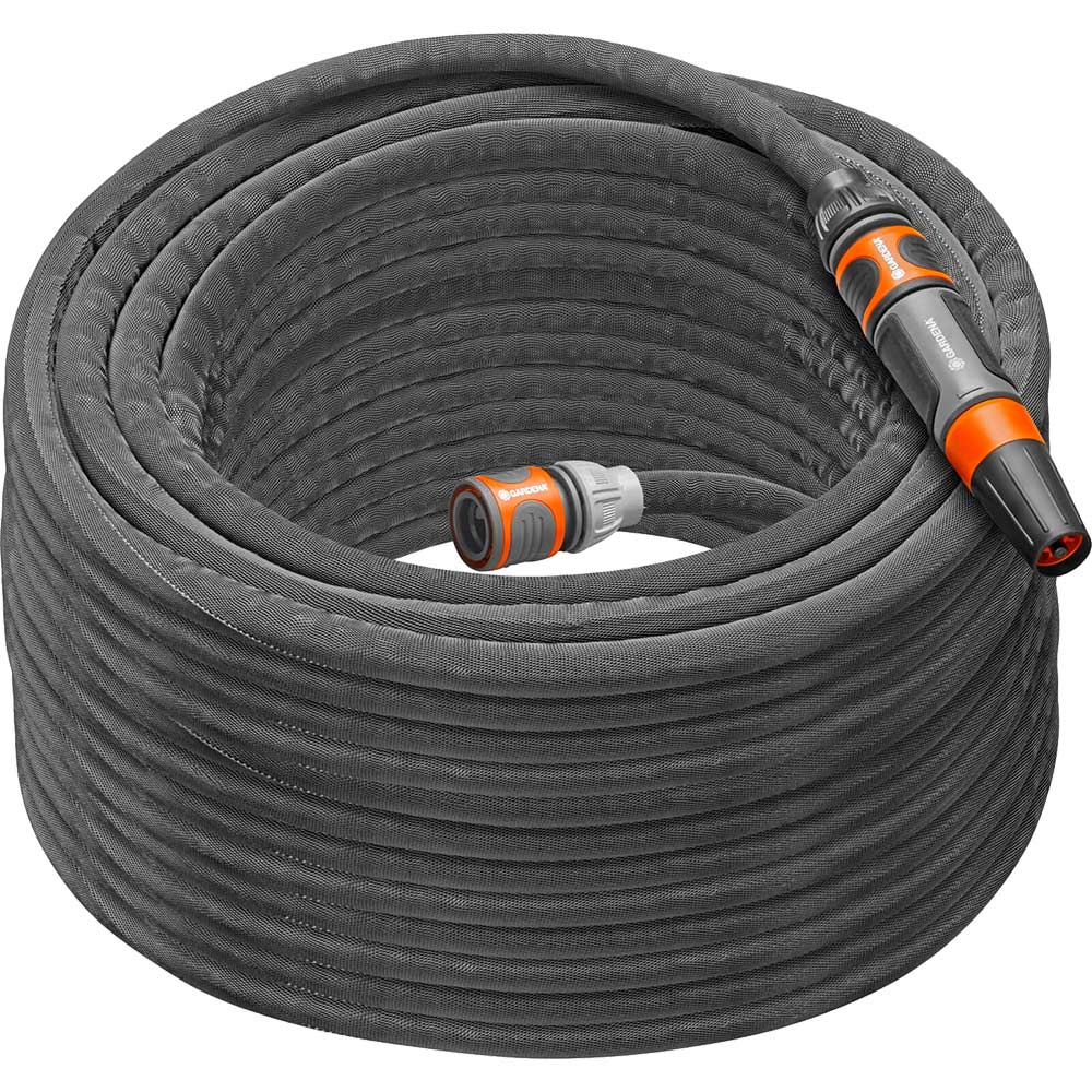 Image of Gardena Liano LIFE Textile Hose Pipe Set 1/2" / 12.5mm 30m Grey