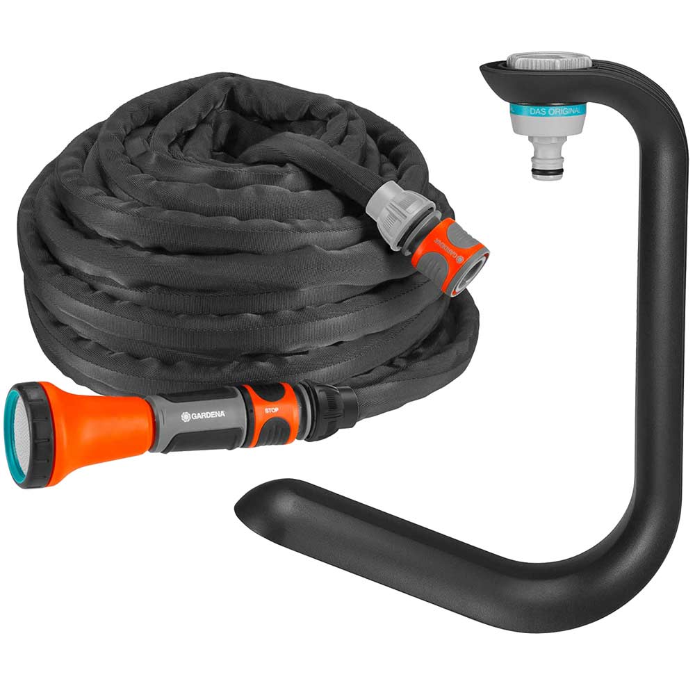 Gardena Liano Textile Hose Spray Gun Set with TapFix 1/2" / 12.5mm 10m Black