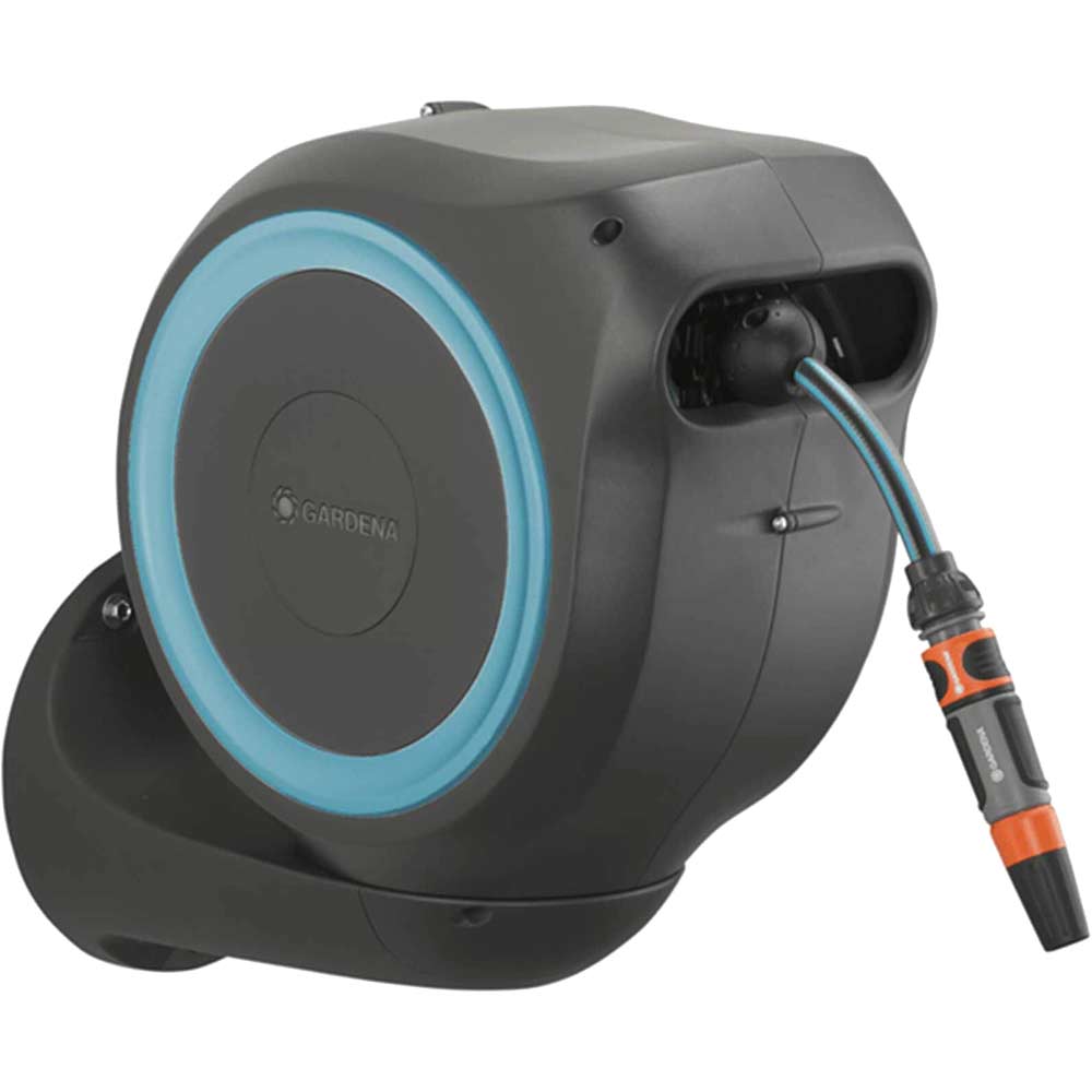 Gardena Wall Mounted Automatic Narrow Hose Roll Up Retractable Hose Reel 3/8" / 11mm 15m